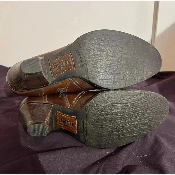 Born Brown Leather Zip Mid Calf Boots, womens size 9 - Picture 3 of 4